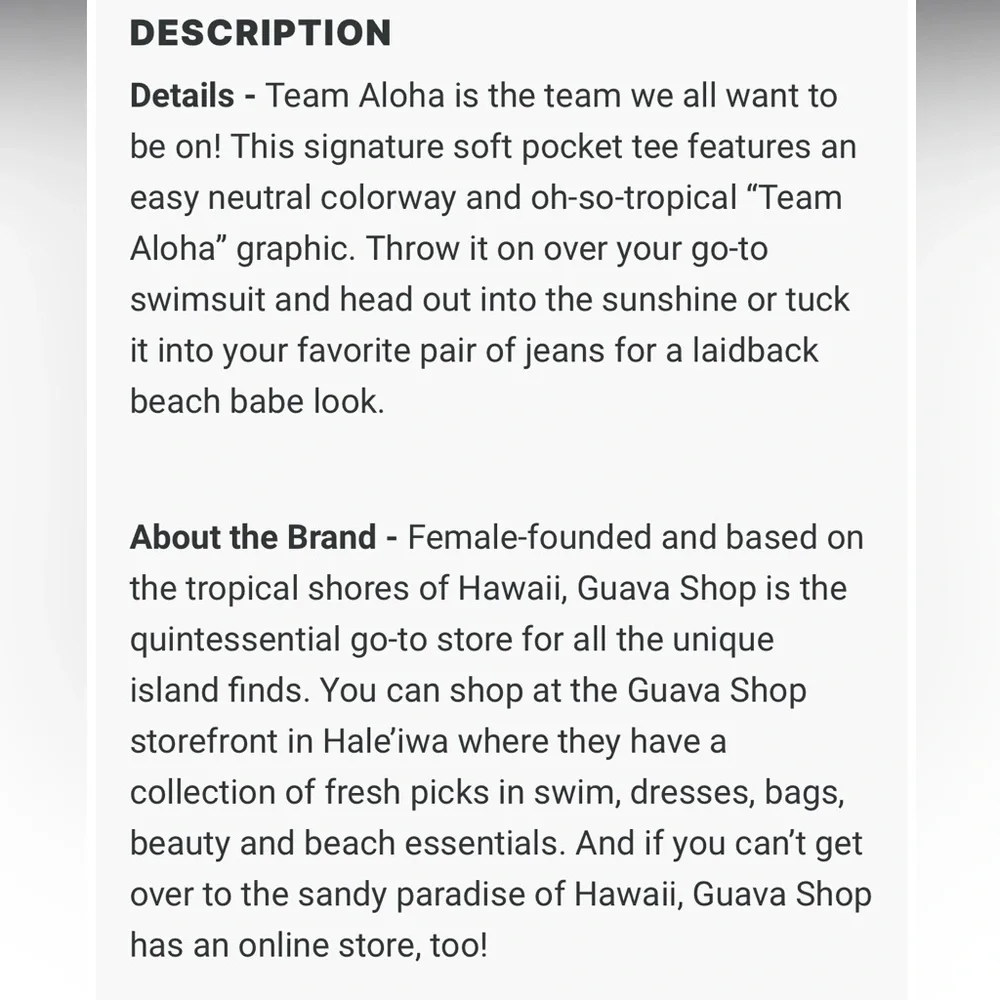 NEW Guava Shop Team Aloha Hawaiian Boutique XXL Tan Pocket T-shirt - Picture 4 of 9